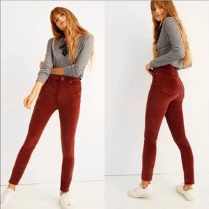 Madewell high rise skinny jean cord velvet rust